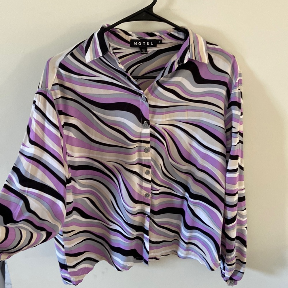 MOTEL Rocks stripe button up size M